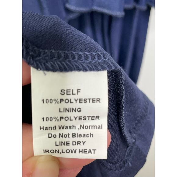 NWT Charming Charlie Overlay Pleated Knee Length Shift Dress Blue Women's‎ Large - Picture 7 of 11